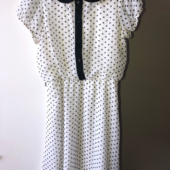 Black Polka dotted white Dress - Picture 3 of 5